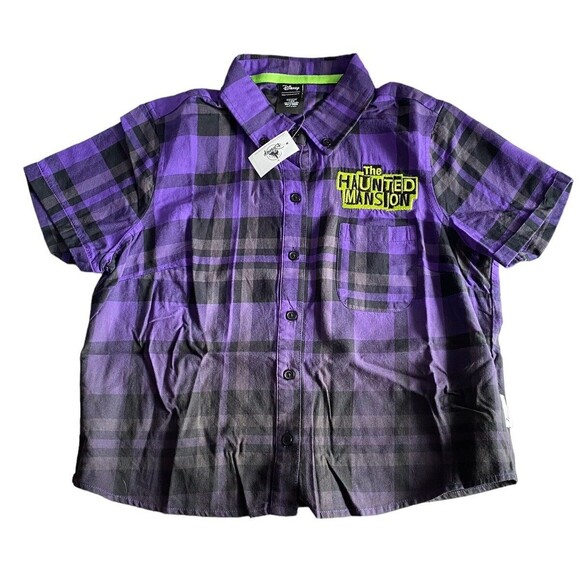 Disney Her Universe Haunted Mansion Button Down Purple Top shirt Size  S - Picture 1 of 5